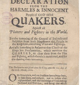 Declaration from the Harmless & Innocent People of God called Quakers